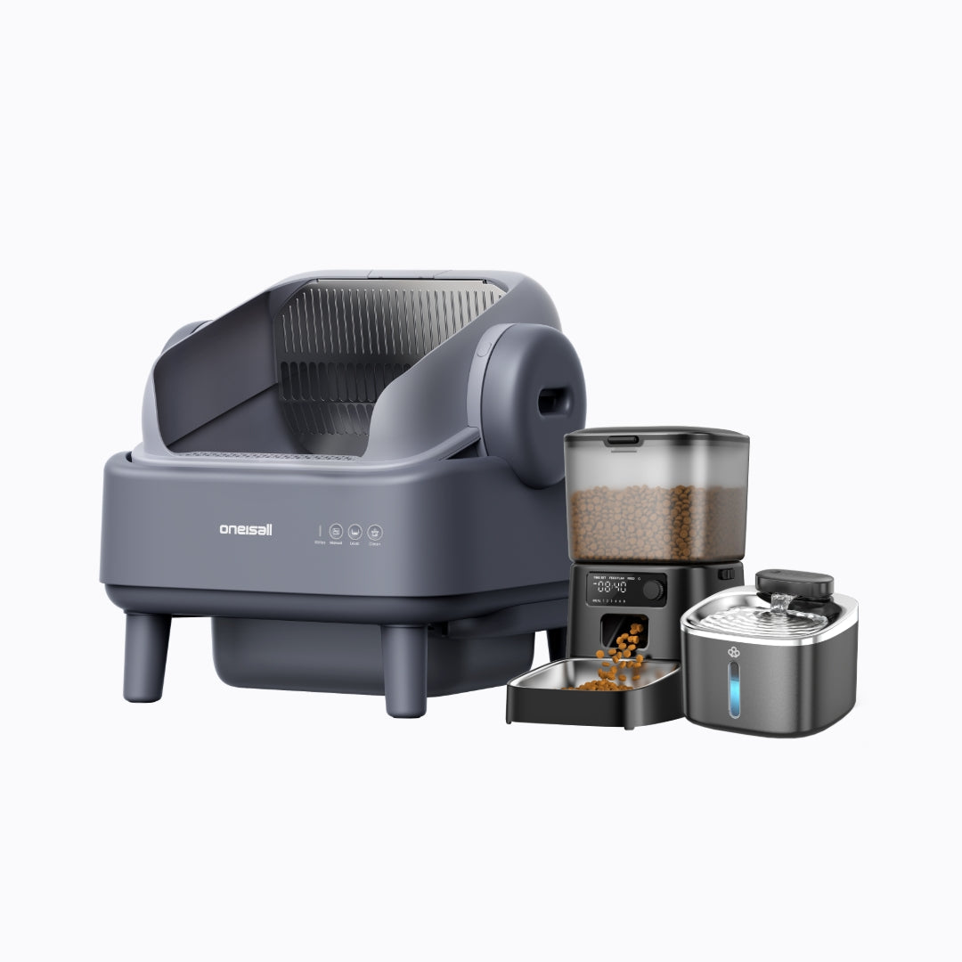 Oneisall Automatic Cat Litter Box, Feeder - Water Fountain Set