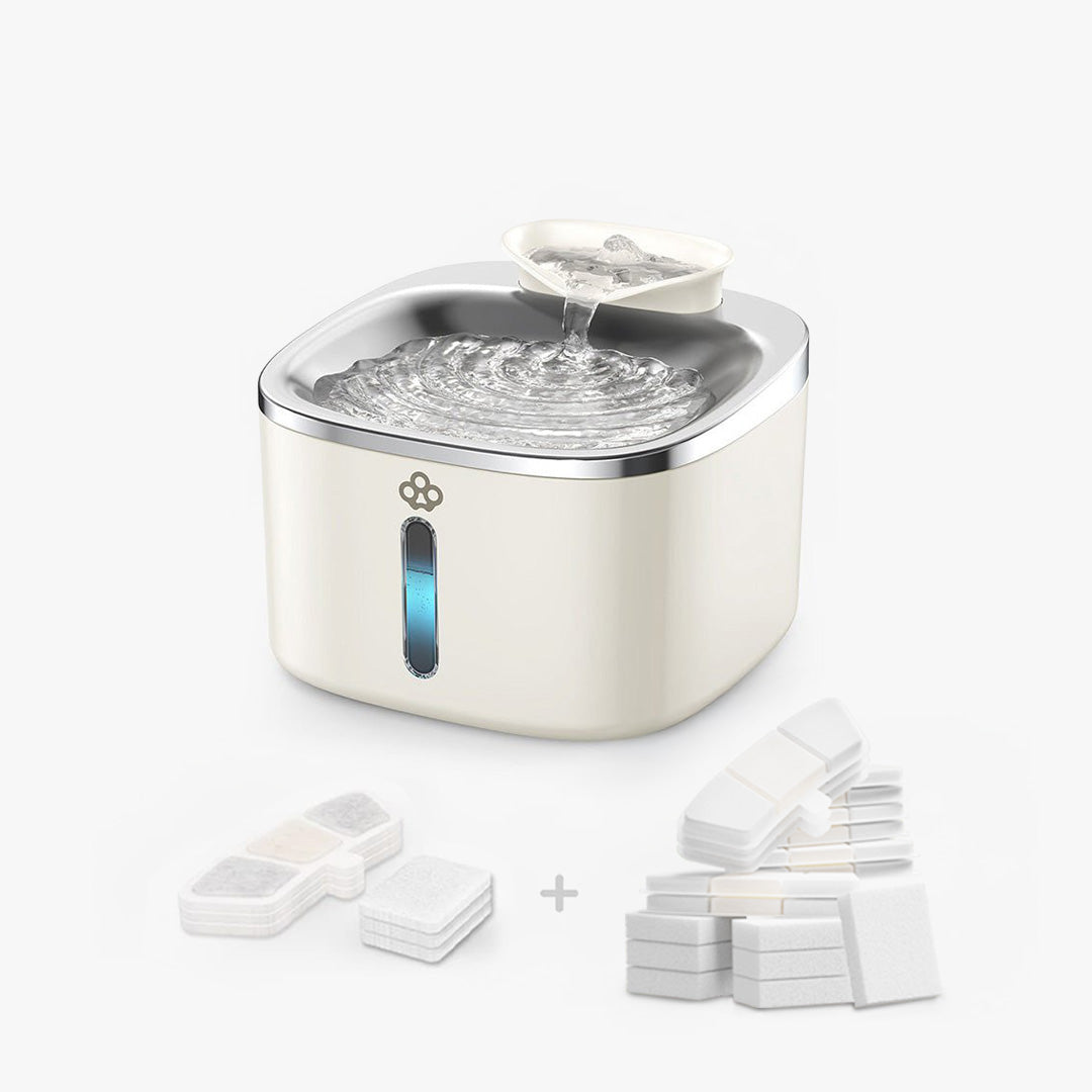3.5L Corded White Pet Water Fountain with 3PCS Filters