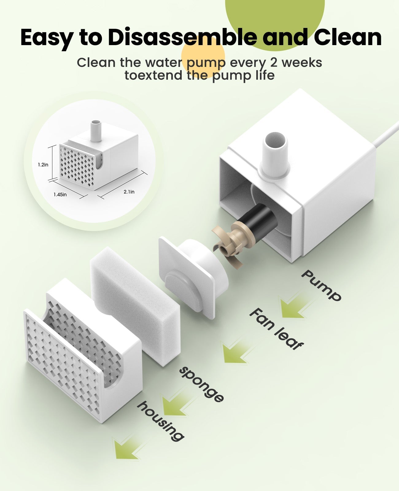 7L Pet Water Fountain with Visual Water Level Pump Replacement
