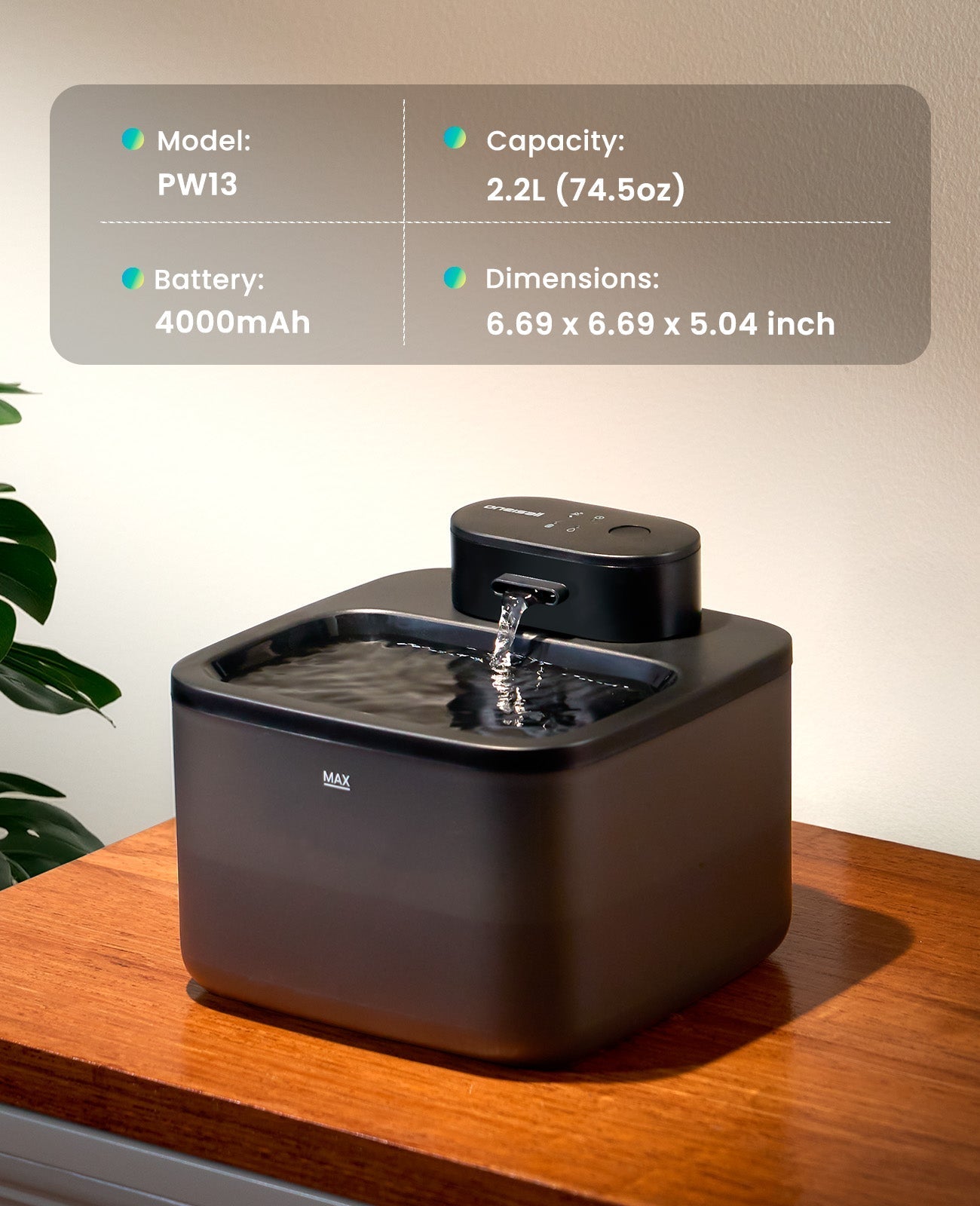 2.2L Cordless Cat Water Fountain