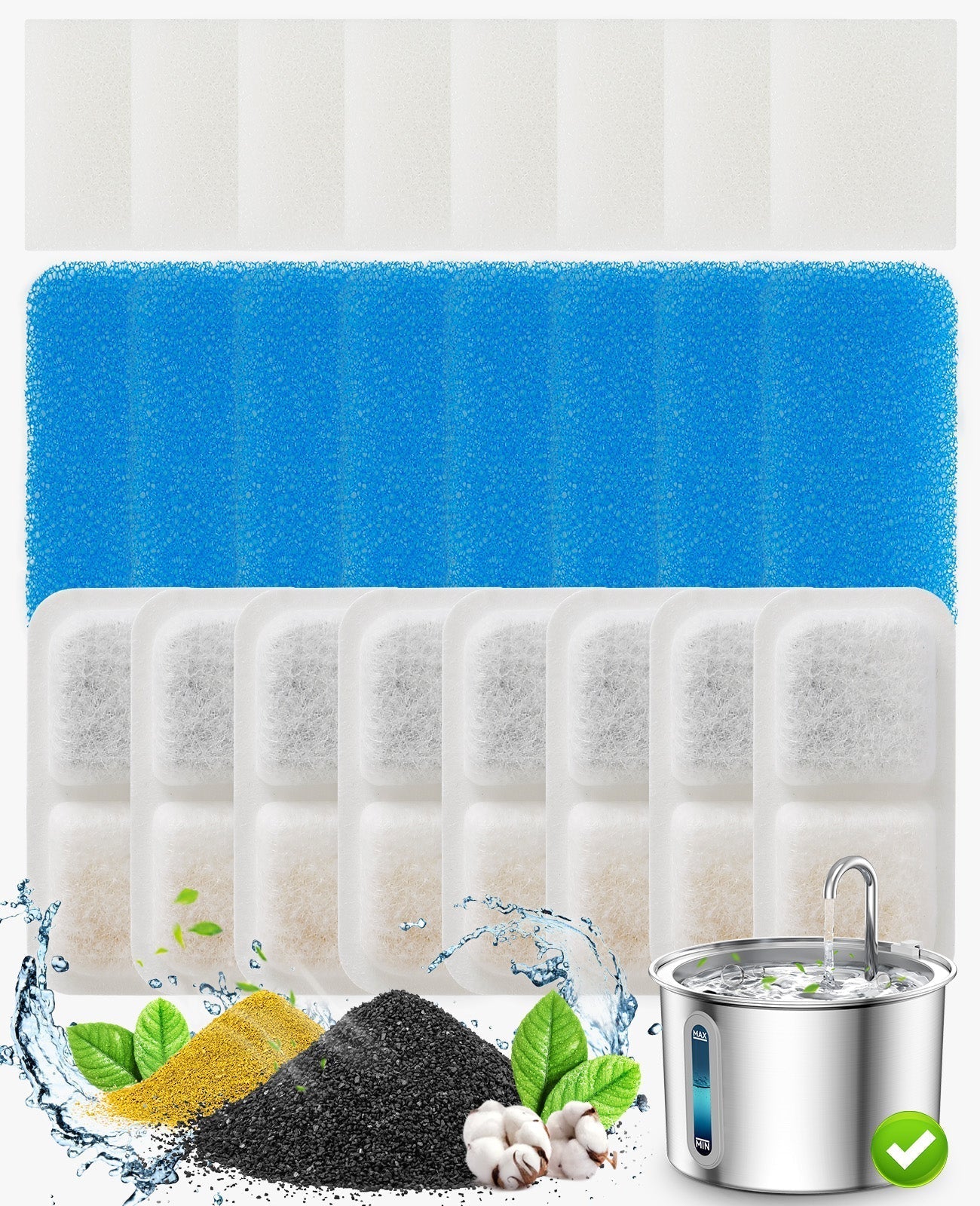 Oneisall 2L Cat Water Fountain Carbon Filters Replacement