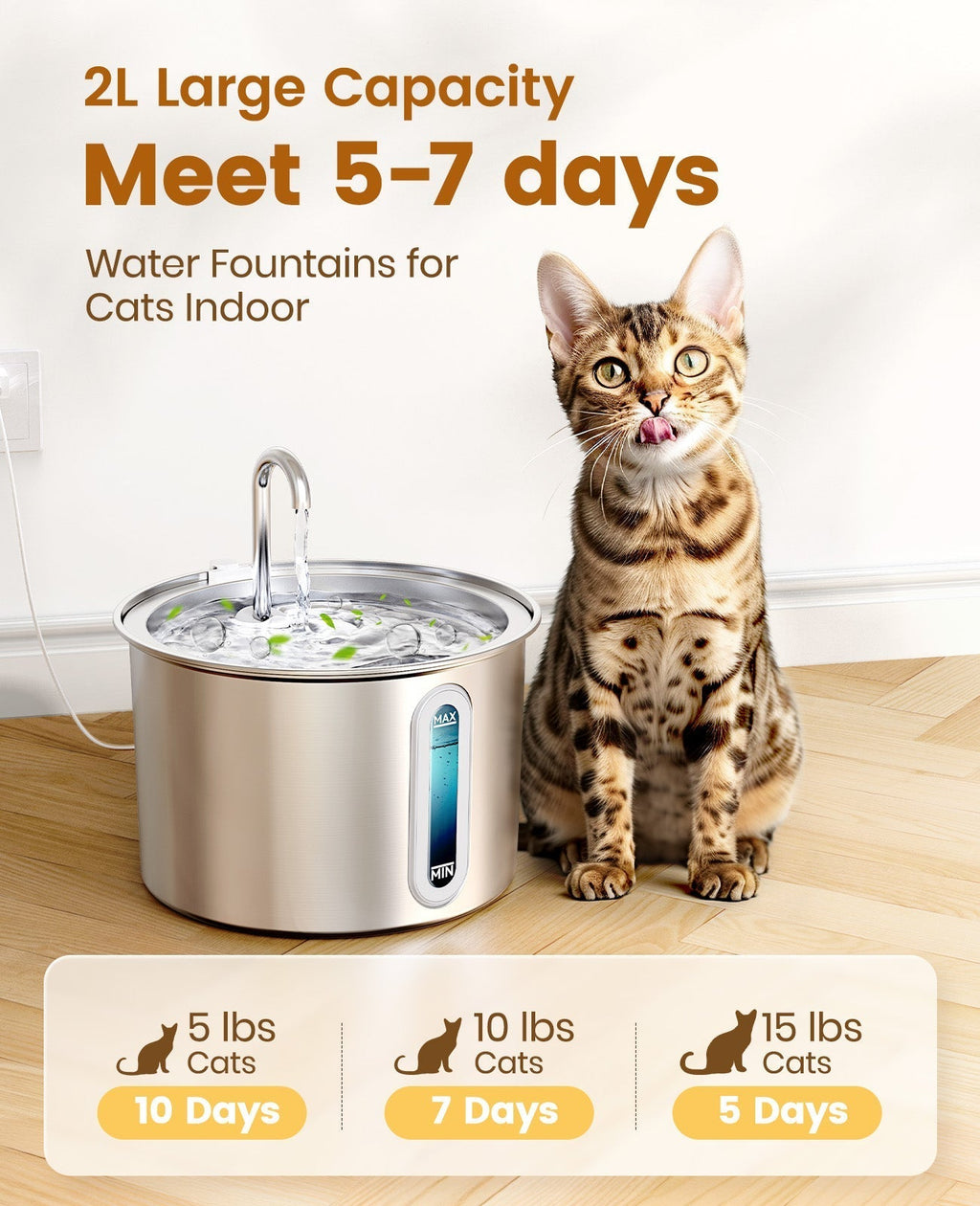 2L Cat Water Fountain with Extra Filters