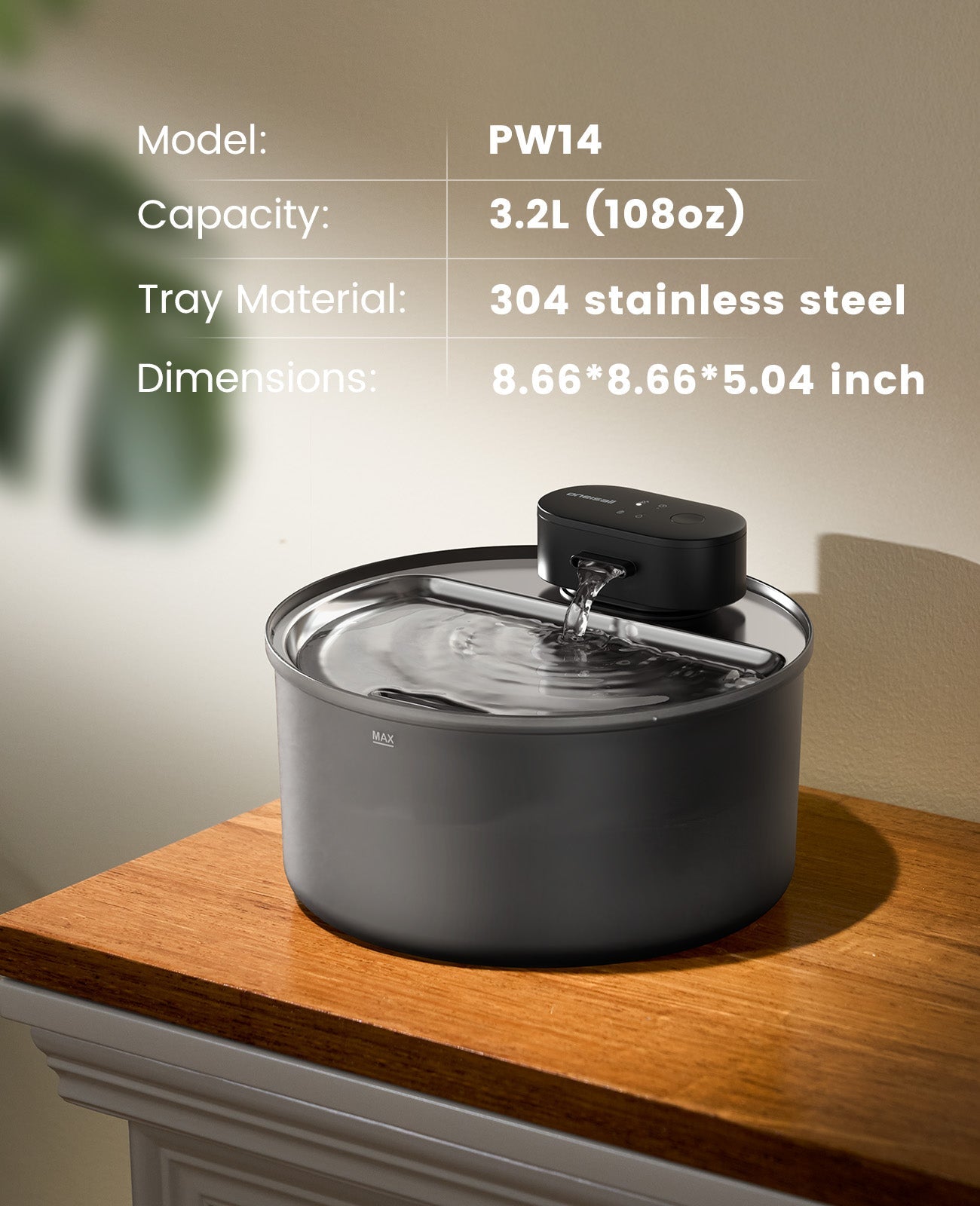 3.2L Cordless Cat Water Fountain