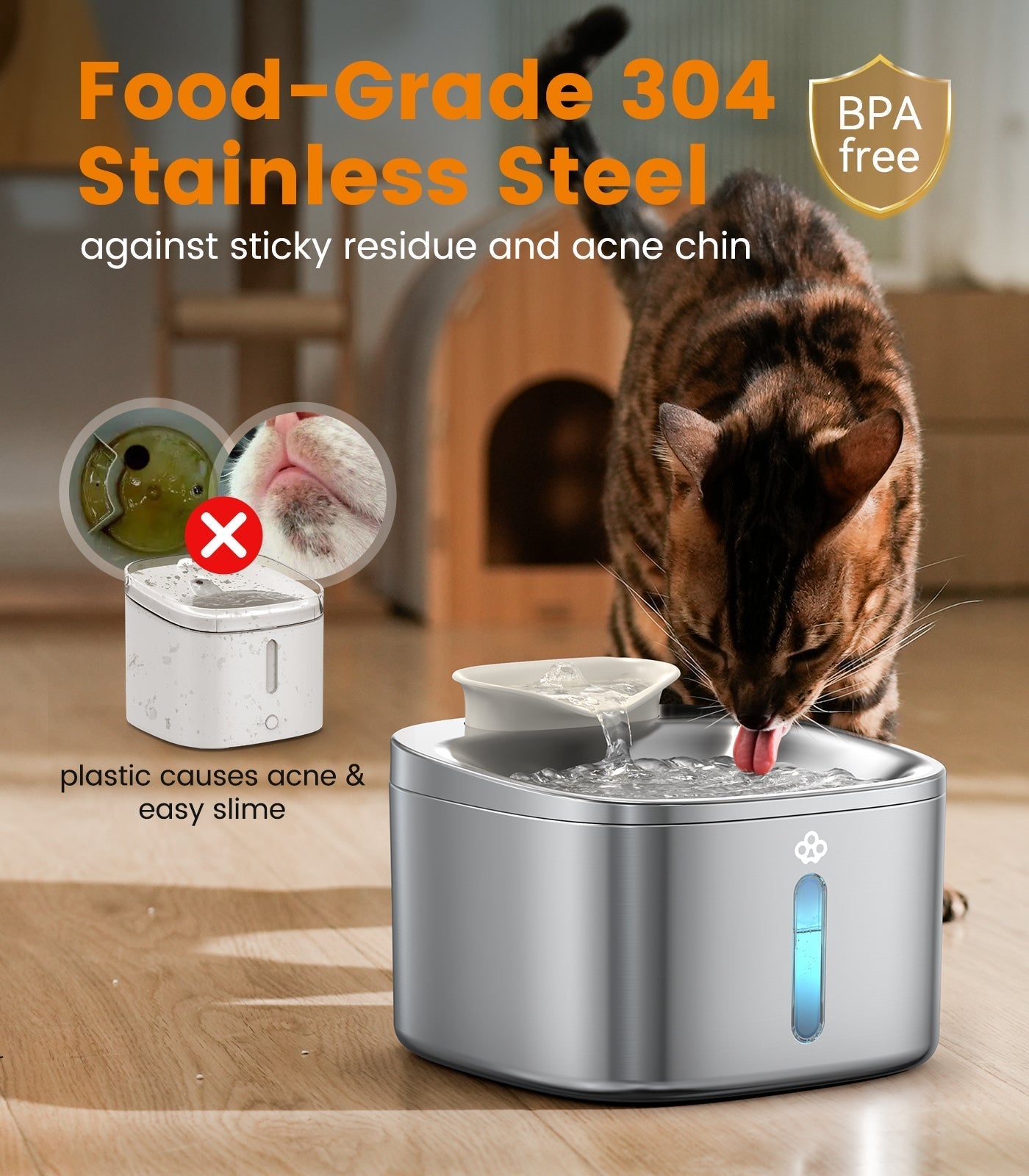 3.5L Corded Pet Water Fountain with Extra Filters