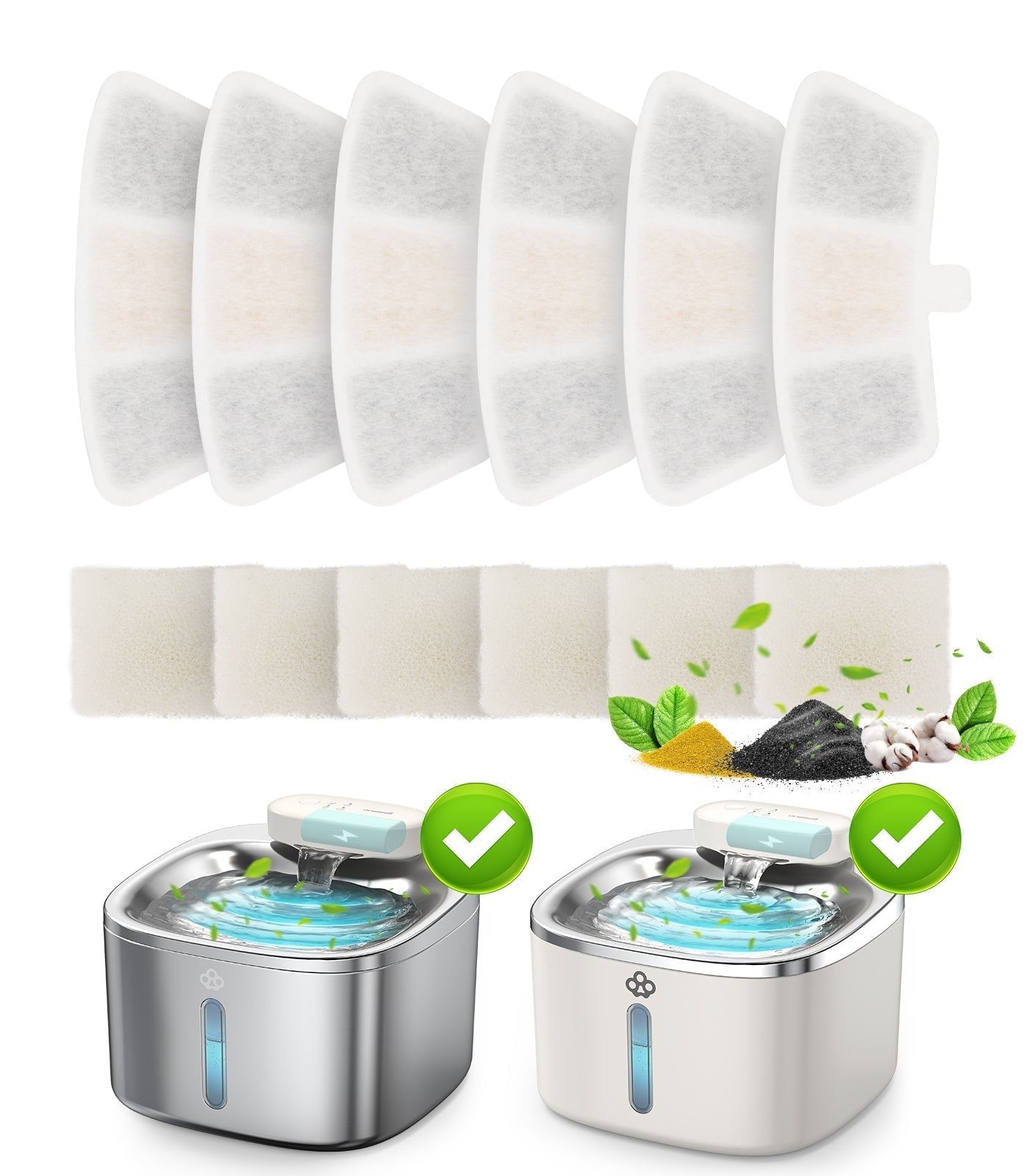 3.5L Cordless Pet Water Fountain Carbon Filters Replacement