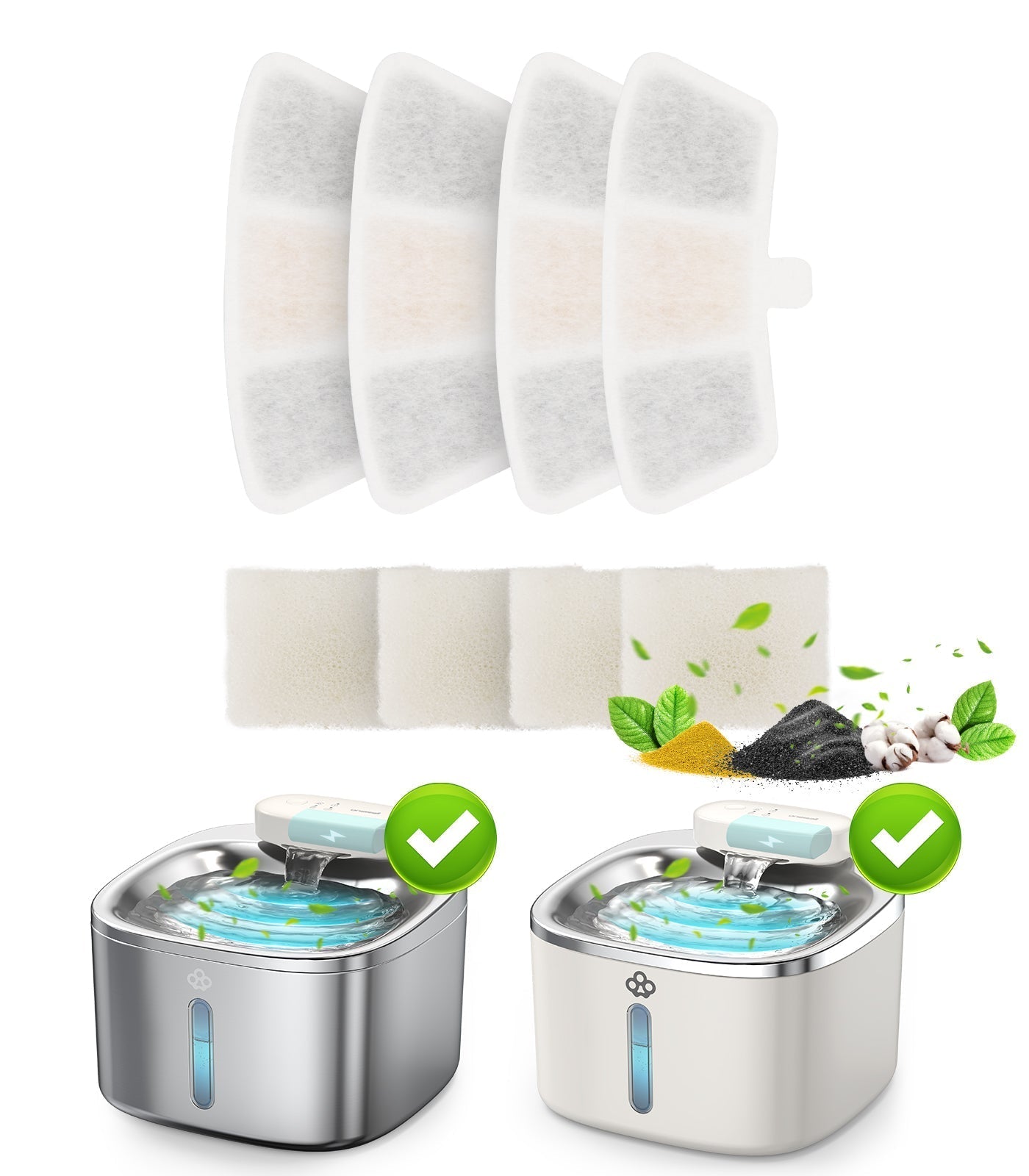 3.5L Cordless Pet Water Fountain Carbon Filters Replacement
