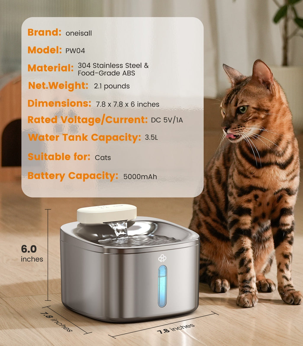 7L Pet Water Fountain with Visual Water Level