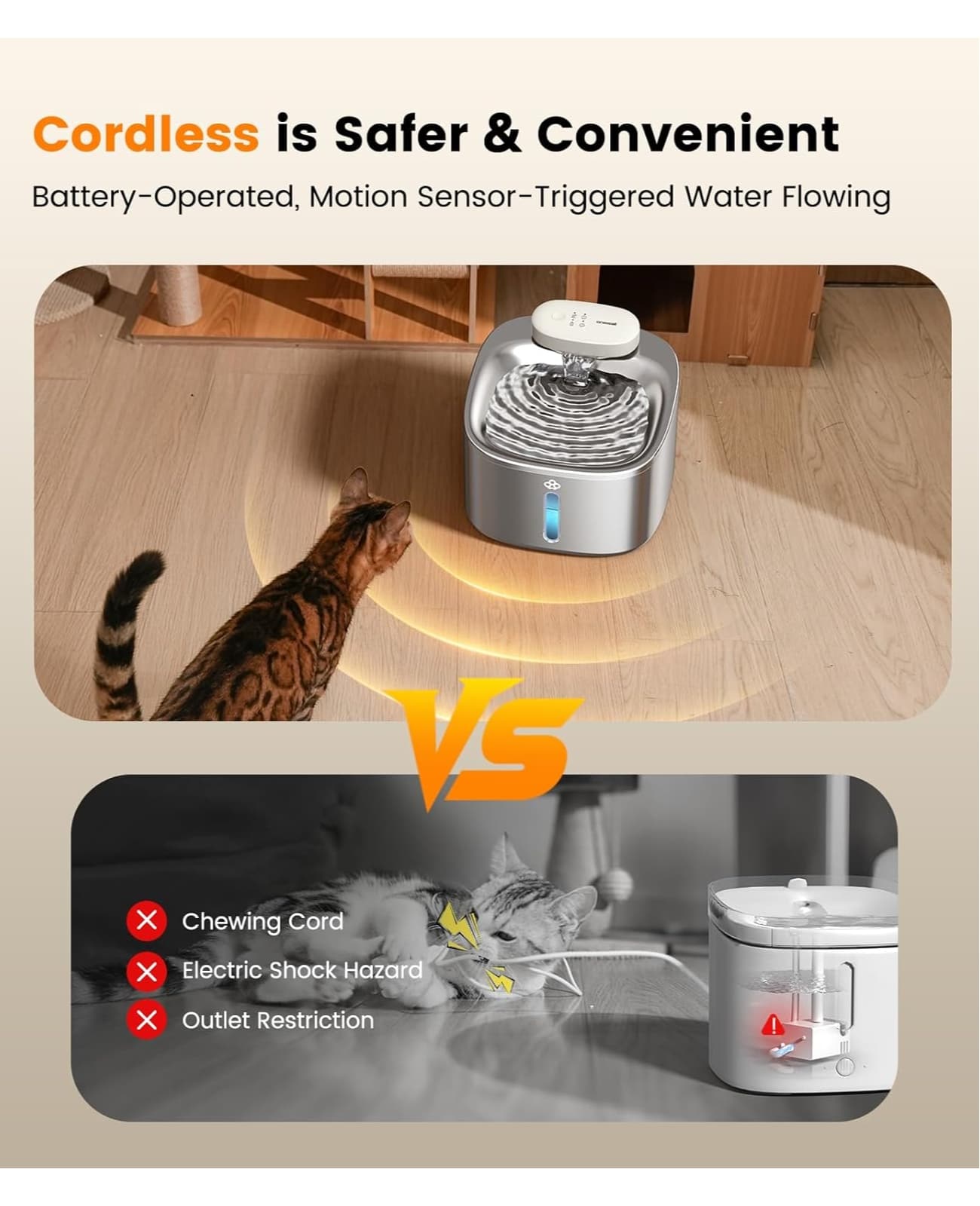 Oneisall 2L Cat Water Fountain - 7L Pet Water Fountain Set
