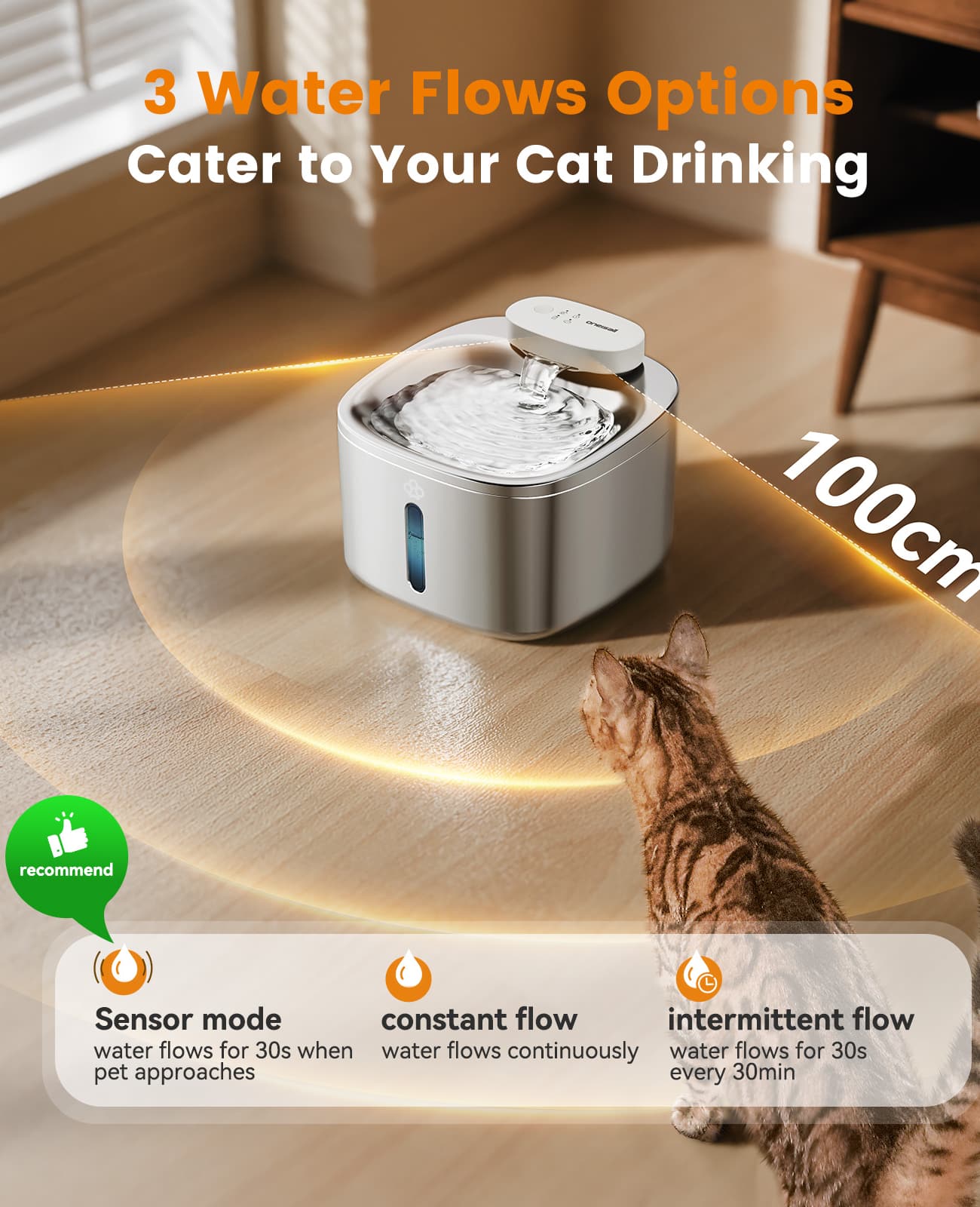 Oneisall 2L Cat Water Fountain - 7L Pet Water Fountain Set