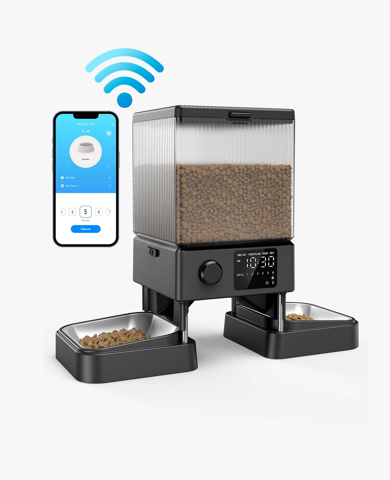 Oneisall 5L Automatic Cat Feeder with APP Control - 7L Pet Water Fountain Set