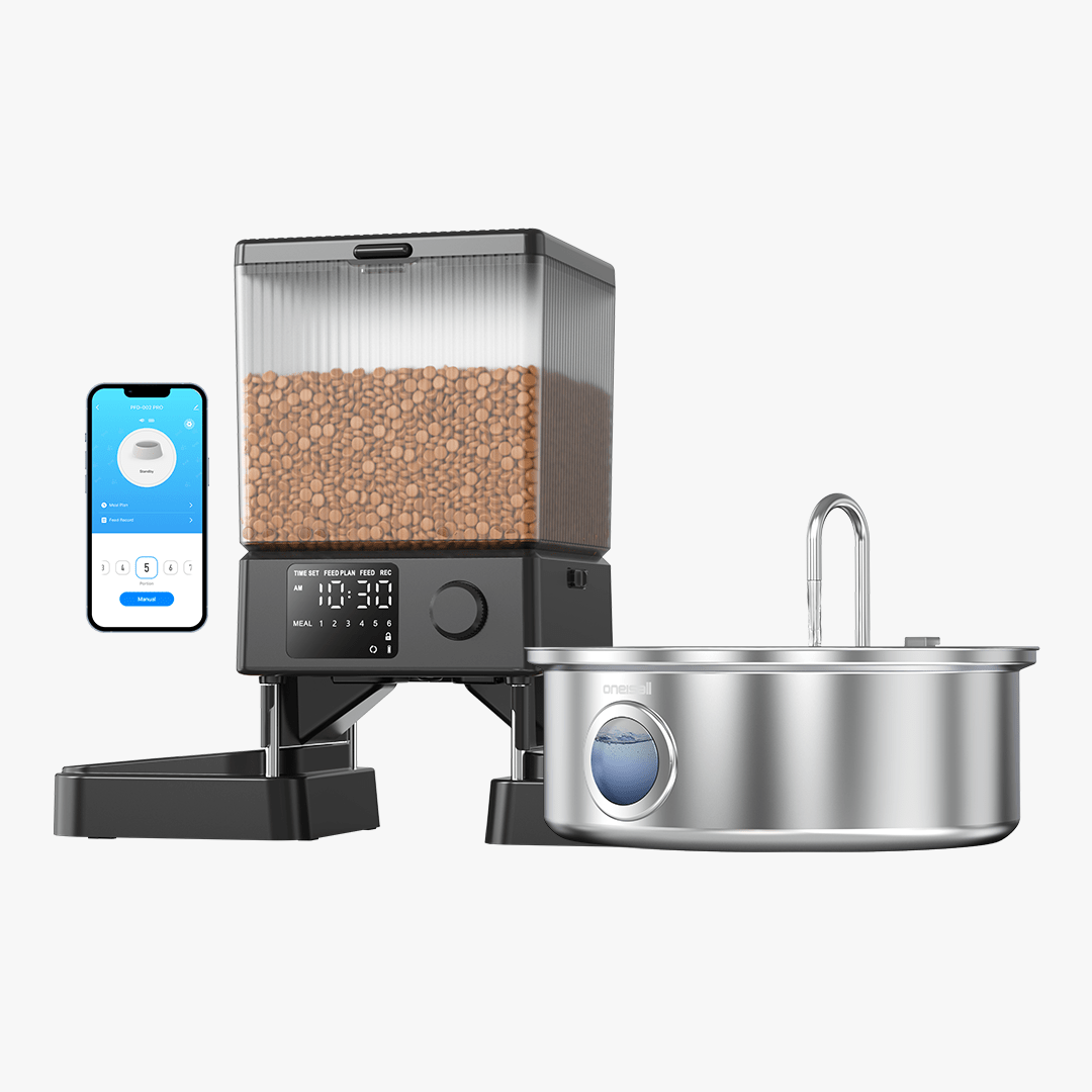 Oneisall 5L Automatic Cat Feeder with APP Control - 7L Pet Water Fountain Set