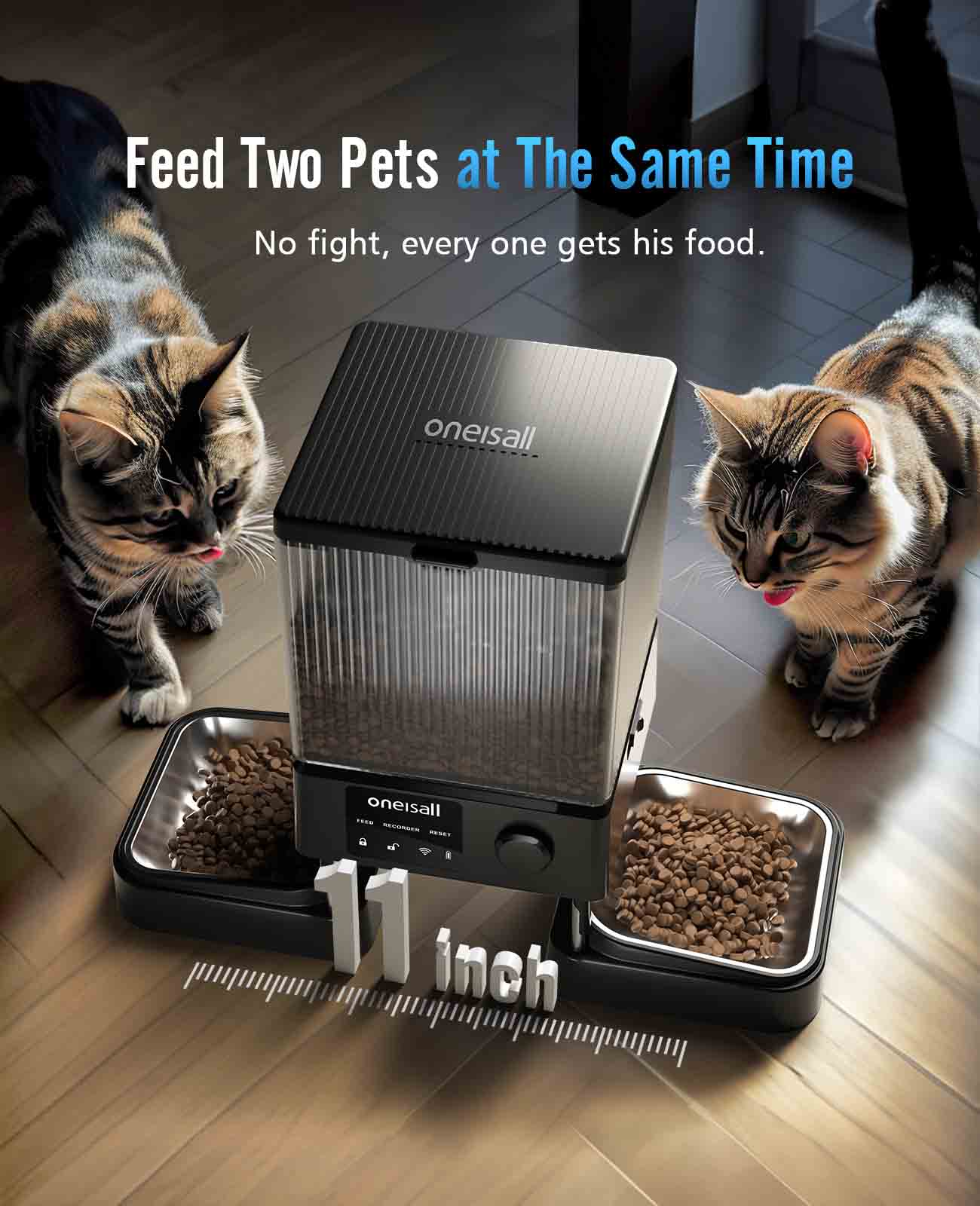 Oneisall 5L Automatic Cat Feeder with APP Control - 7L Pet Water Fountain Set