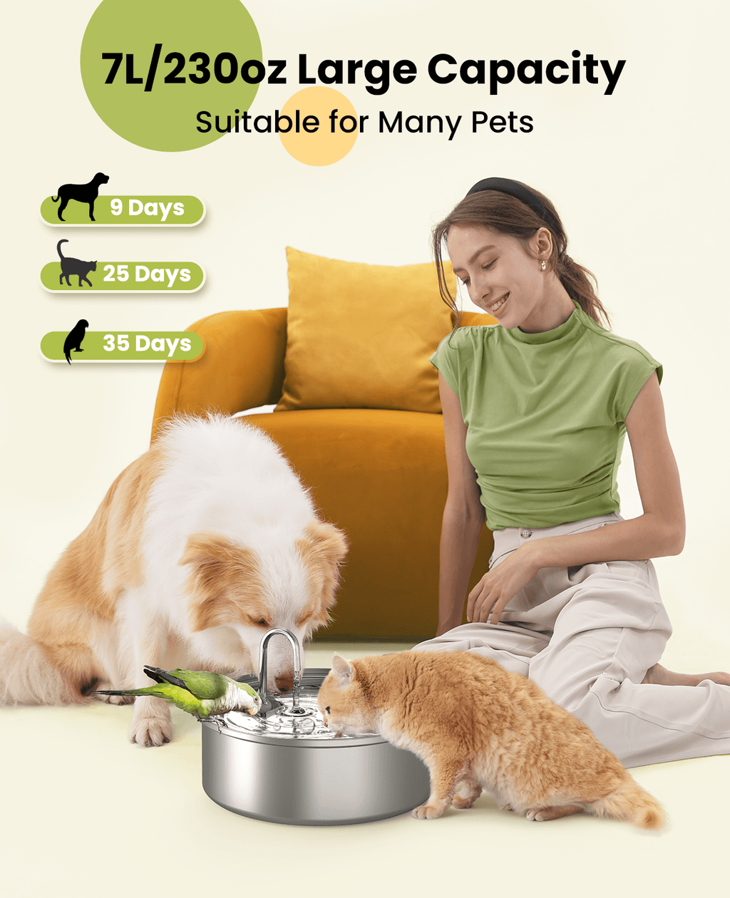 7L Pet Water Fountain with Extra Filters