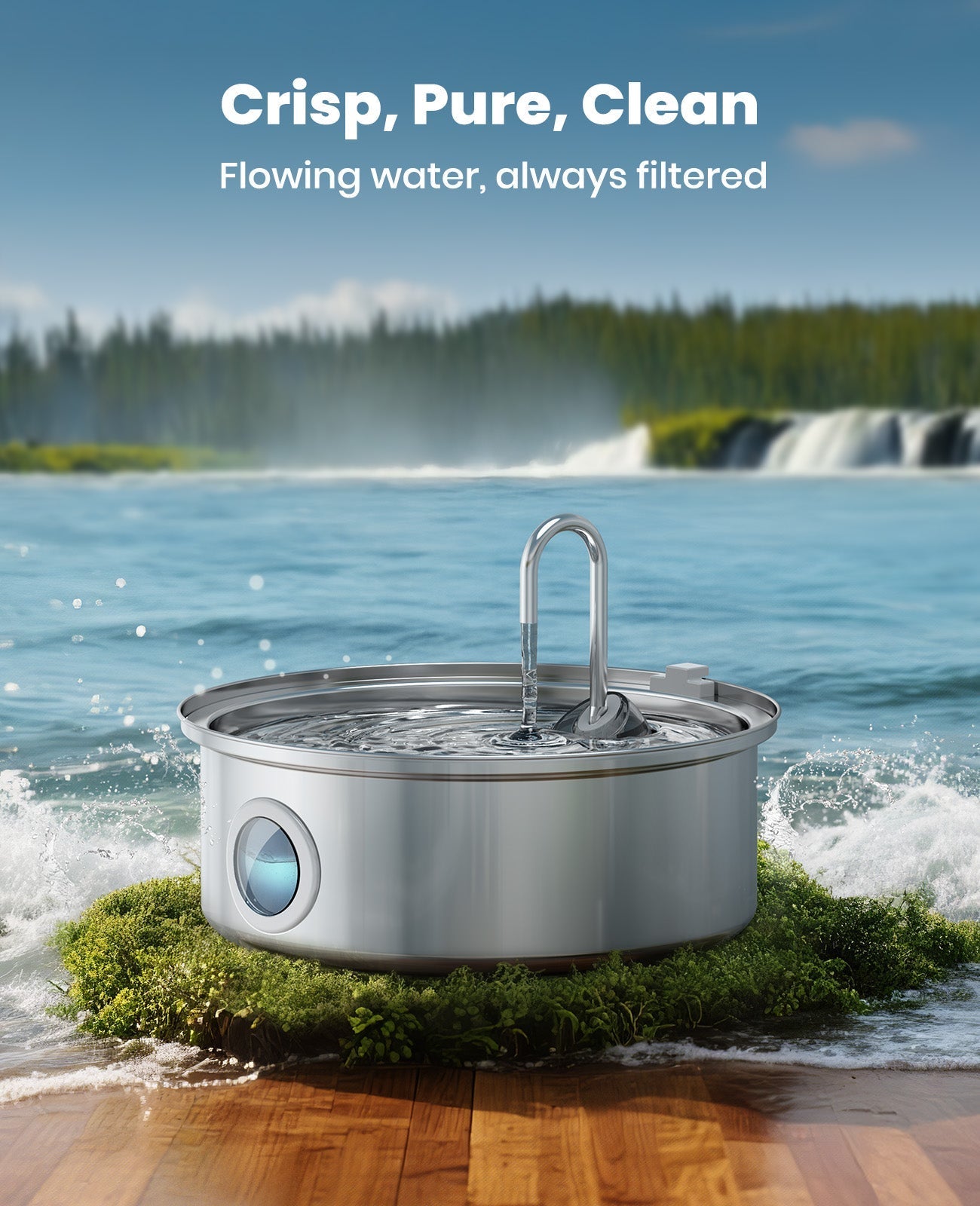 7L Pet Water Fountain with Visual Water Level