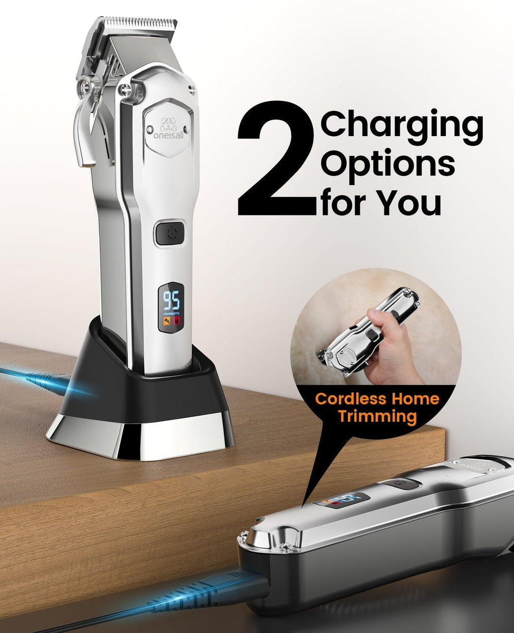 RFC-676 Pro Dog Clippers with Detachable Metal Combs