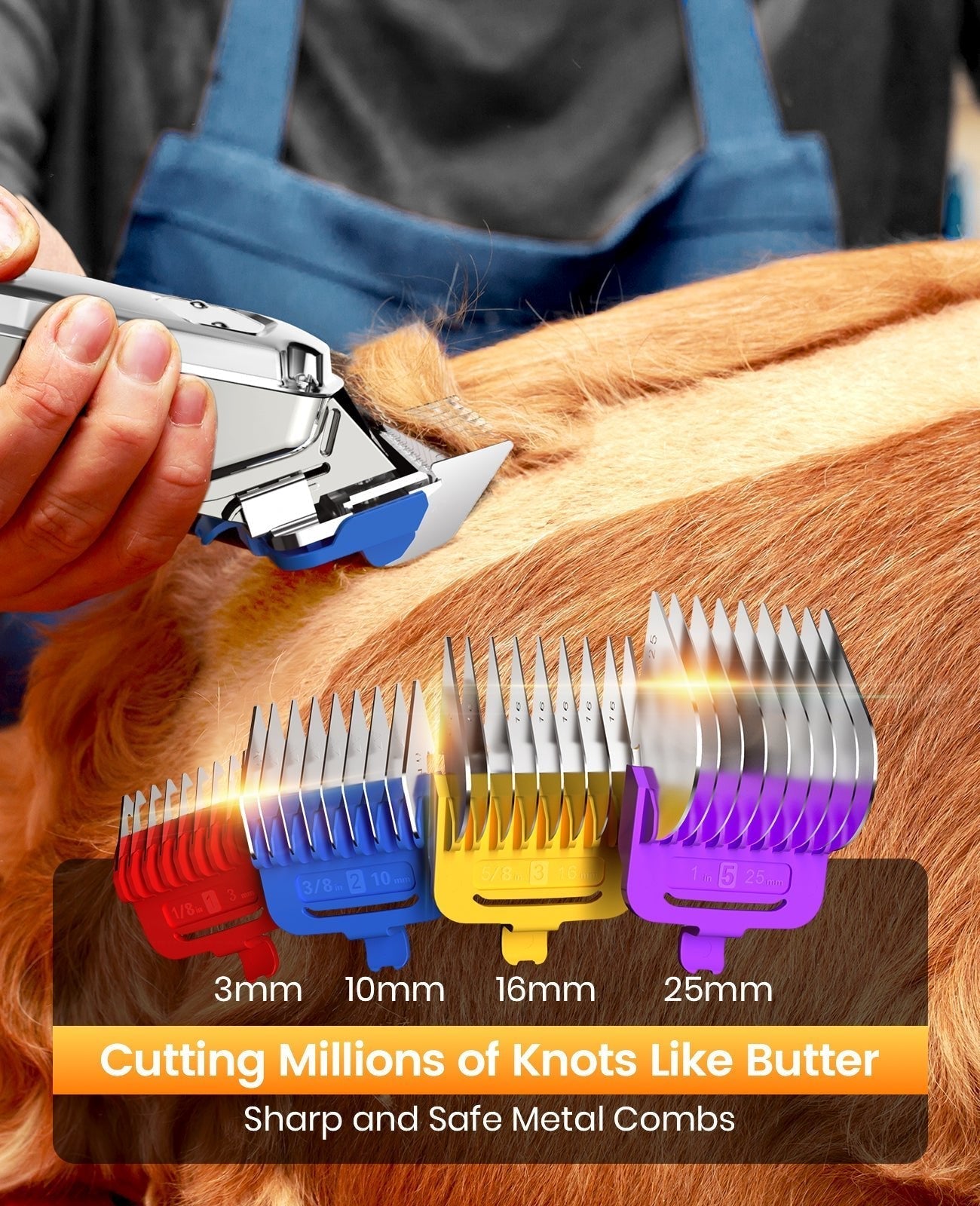 RFC-676 Pro Dog Clippers with Detachable Metal Combs