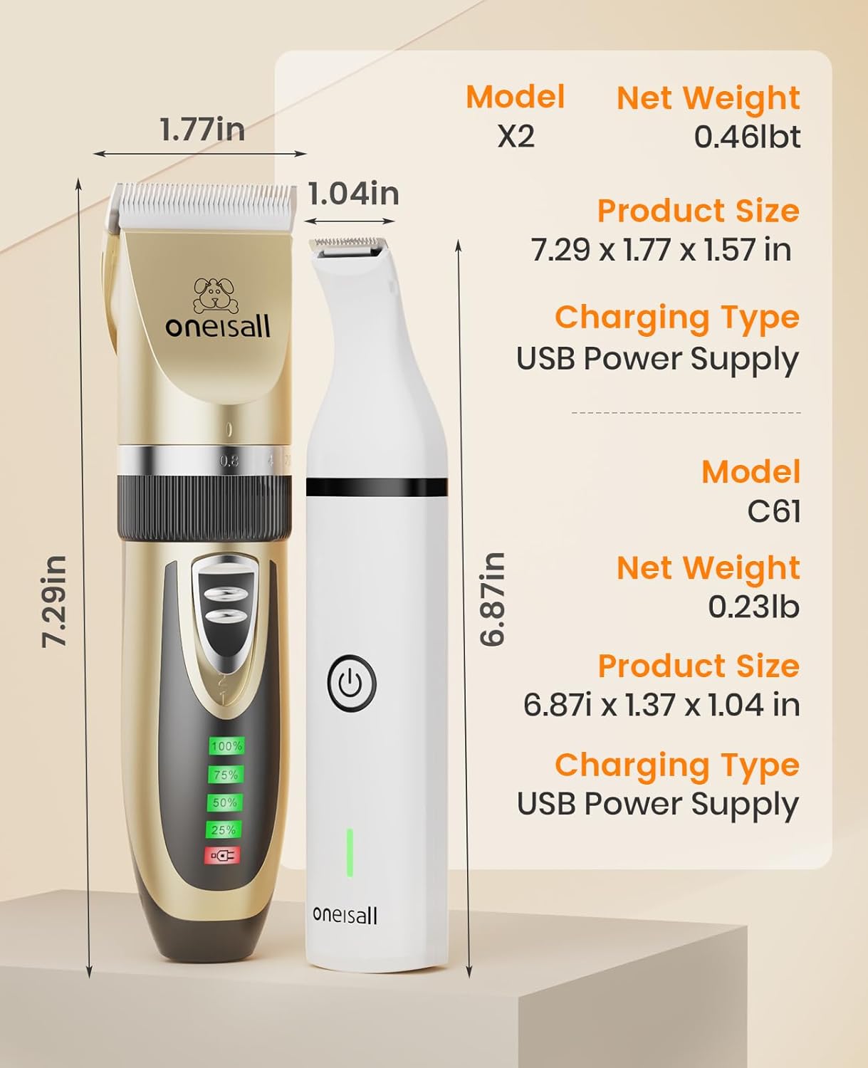X2-N5 3 in 1 Dog Clippers - Dog Paw Trimmer