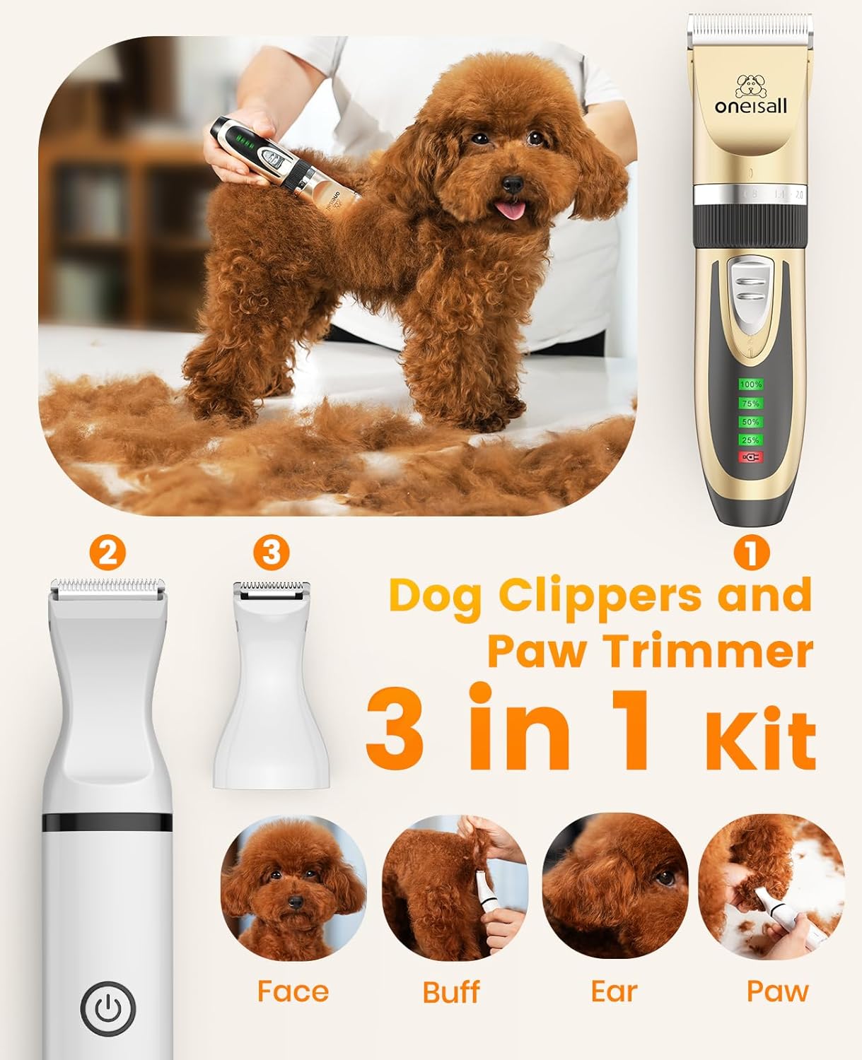 X2-N5 3 in 1 Dog Clippers - Dog Paw Trimmer